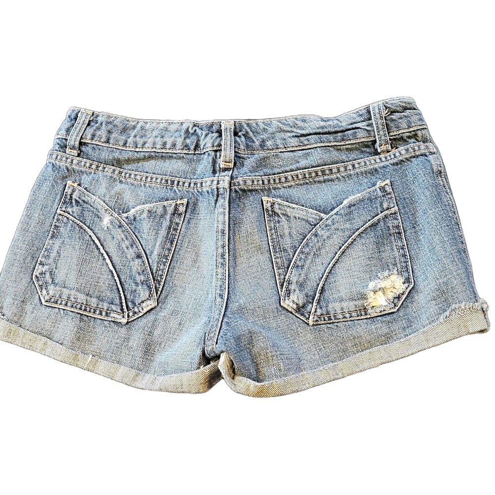Mossimo Womens Distressed Denim Shorts Size 5 Blue Y2K Cut Off Low Rise 1119851